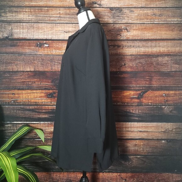 Liz Claiborne Vintage Villager Plus Size 2X Shirt Jacket Shacket Black - Picture 6 of 10